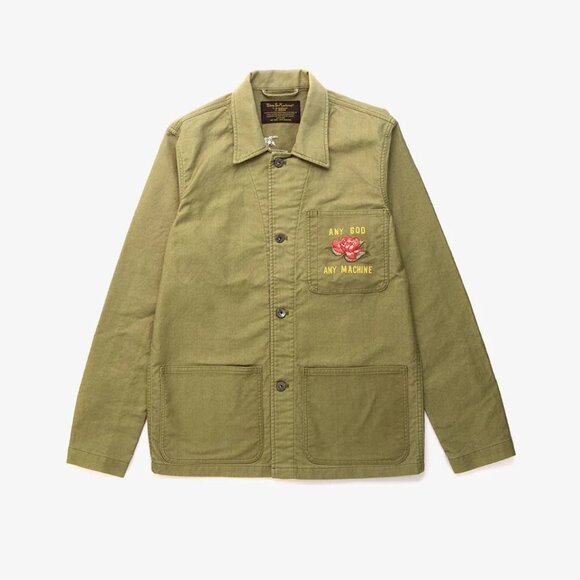 DEUS EX MACHINANWOT P-41 Relaxed Overshirt Army Green 100% Cotton Size Large